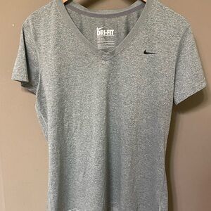 Nike Women's Heather Gray Dri-FIT V-Neck Tee